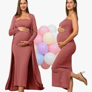 Strapless Maternity Dress with Matching Cardigan